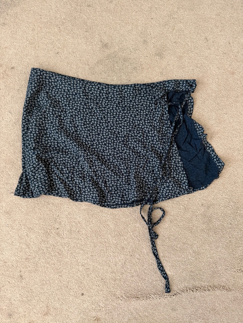 Brandy Melville Navy Micro-Floral Wrap Mini Skirt